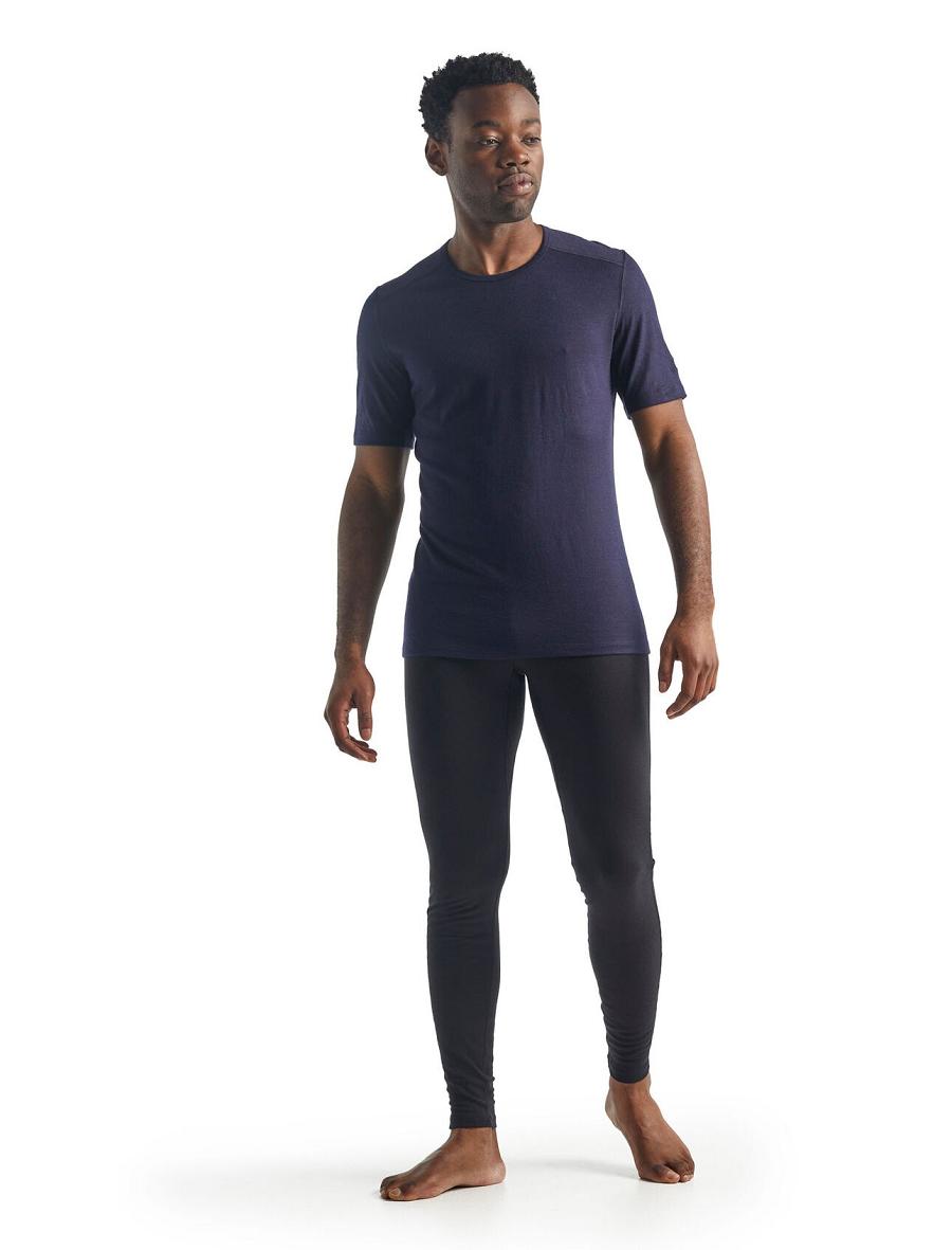 Base Layers Icebreaker Merino 200 Oasis Krótkie Sleeve Crewe Thermal Top Męskie Granatowe | PL 1559JPQJ